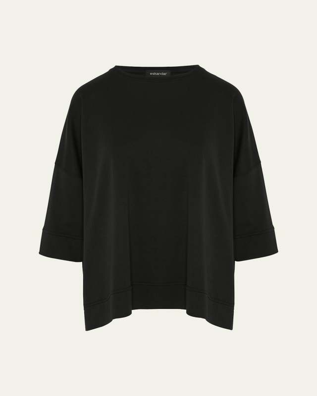Round Neck 3-4 Sleeve Top With Hembands (Mid Plus)